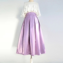 PINK Midi Pleated Skirt Outfit Women Romantic Satin Polyester Pleated Midi Skirt image 8
