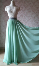 MINT GREEN Maxi Chiffon Skirts Mint Green Wedding Chiffon Skirt Plus Size