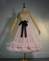 Blush Pink Layered Midi Tulle Skirt Outfit Ballerina Skirt A-Line Puffy Tutus