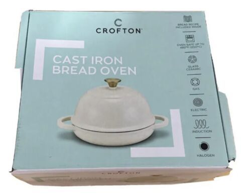 Crofton Cast Iron Bread Oven 9” Enameled Aldi New Limited Edition White ...