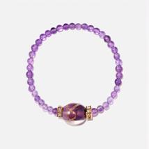 Handmade Czech Crystal Beads Bracelet - Royal Amethyst Whispers - $45.99
