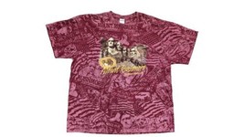 Vintage Mount Rushmore Shirt Mens 2XL Red All Over Print Cotton Short Sl... - $14.23