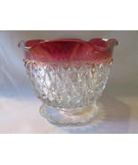 Vintage Indiana Glass Diamond Point Ruby Flash Footed Candle Holder - $12.99