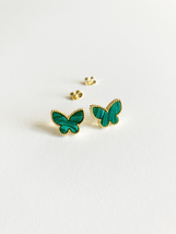 Malachite Butterfly Earrings in Gold - $45.00