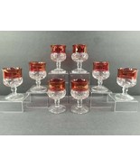 8 Tiffin Franciscan Kings Crown Thumbprint Ruby Red Flash Juice Glasses ... - $86.00
