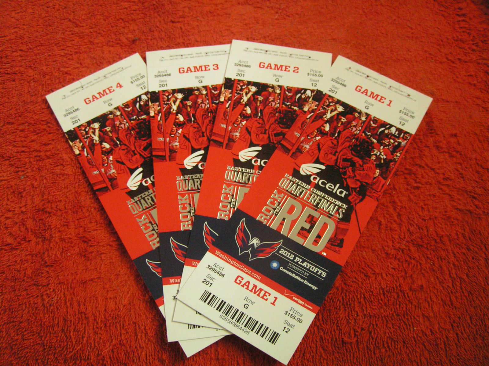 NHL 2012 Washington Capitals Stanley Cup Playoff Unused Full Ticket