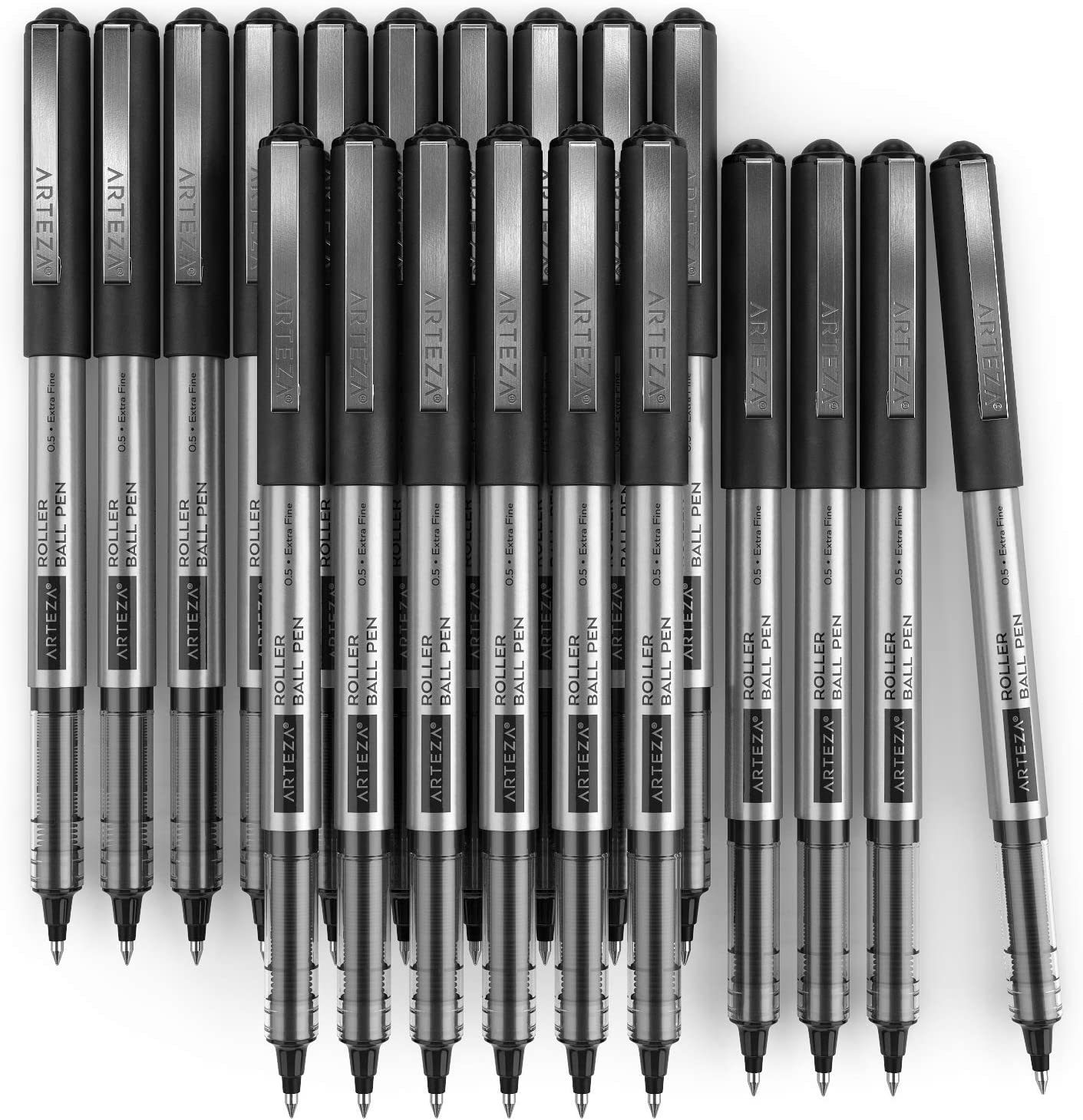 Gel Pens, Set of 50 Black Roller Ball Bullet Journal Pens