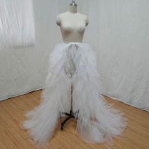 White Wedding Open Tiered Skirt Custom Plus Size Wedding Photo Tulle Skirt 