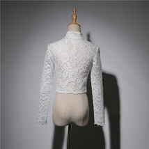 Empire Long Sleeve Lace Crop Top Button Down Wedding Lace Crop Top Plus Size image 3