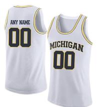Any Name Number Michigan College Basketball Jersey White image 2