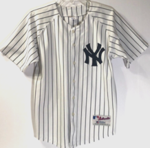 NEW YORK YANKEES Vintage 90s Pinstripe Logo Blue MLB Boys White Jersey 1... - $24.74