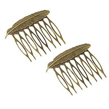 2 Pcs Retro Mini Bronze Side Combs Exquisite Feather Wedding Veil Comb Hairpin W - $17.11