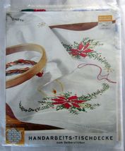 German Tchibo Embroidery Tablecloth Handarbeits Tischdecke Xmas Poinsett... - $17.99