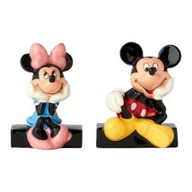 Walt Disney Mickey & Minnie Sitting Ceramic Salt and Pepper Shakers Set NEW - $24.18