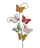Butterfly Wall Plaque 36&quot; High Iron Multiple Butterflies On Stem Garden ... - $59.39