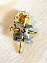 Vintage Cross Lapel Tie Scarf Pin about 1 In Long Gold and Pewter Tones ... - $16.00