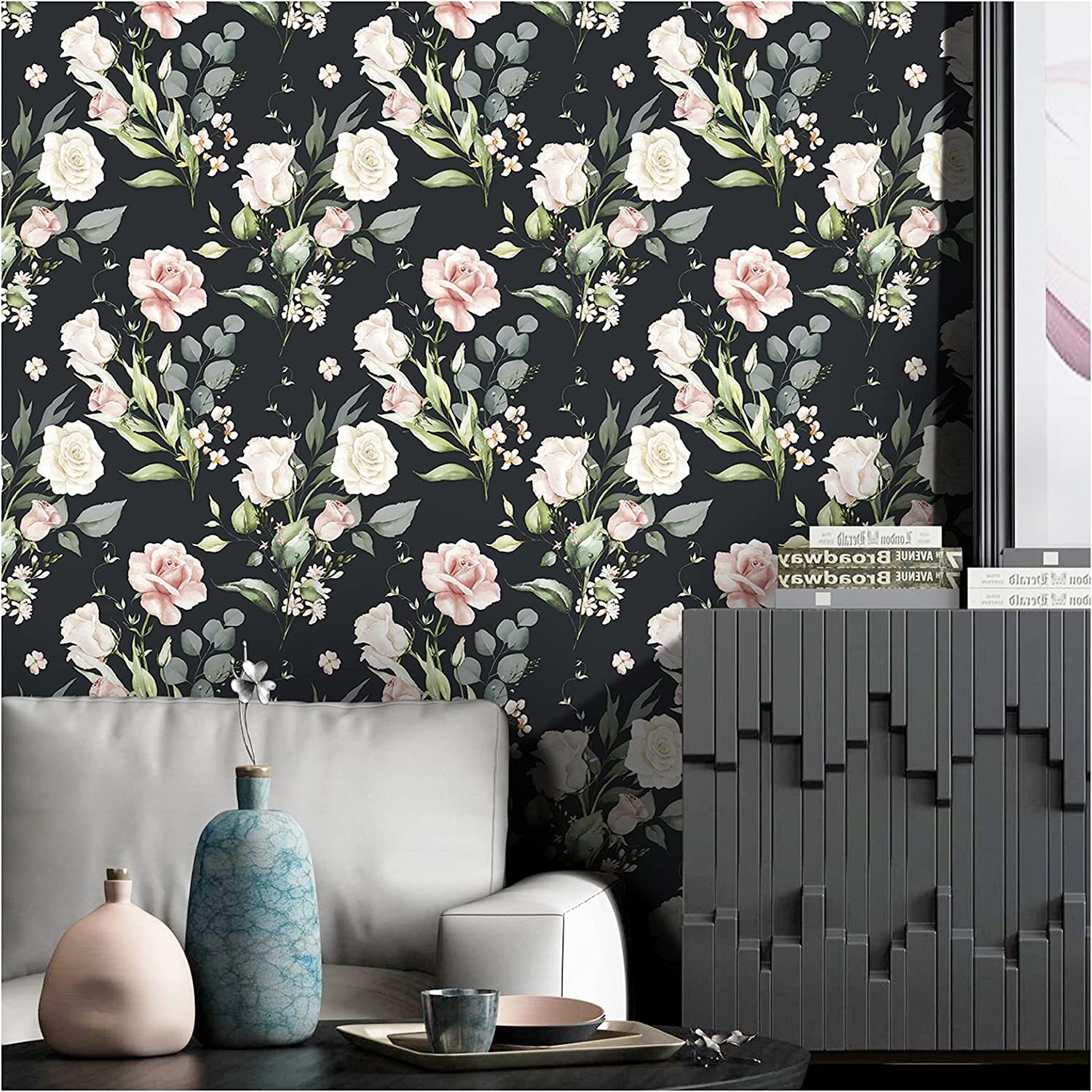 VEELIKE Dried Wildflowers Floral Wallpaper Peel and Stick for