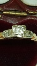 Art Deco  14K  White & Yellow Gold  .37ct Diamond Engagement Ring - $895.50