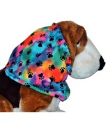 Dog Snood Rainbow Tie Dye Black Paw Prints Cotton by Howlin Hounds - $11.00+