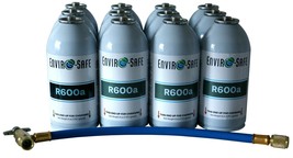 R600a, R-600a Refrigerant, 3 cans & gauge kit Enviro-Safe #8056