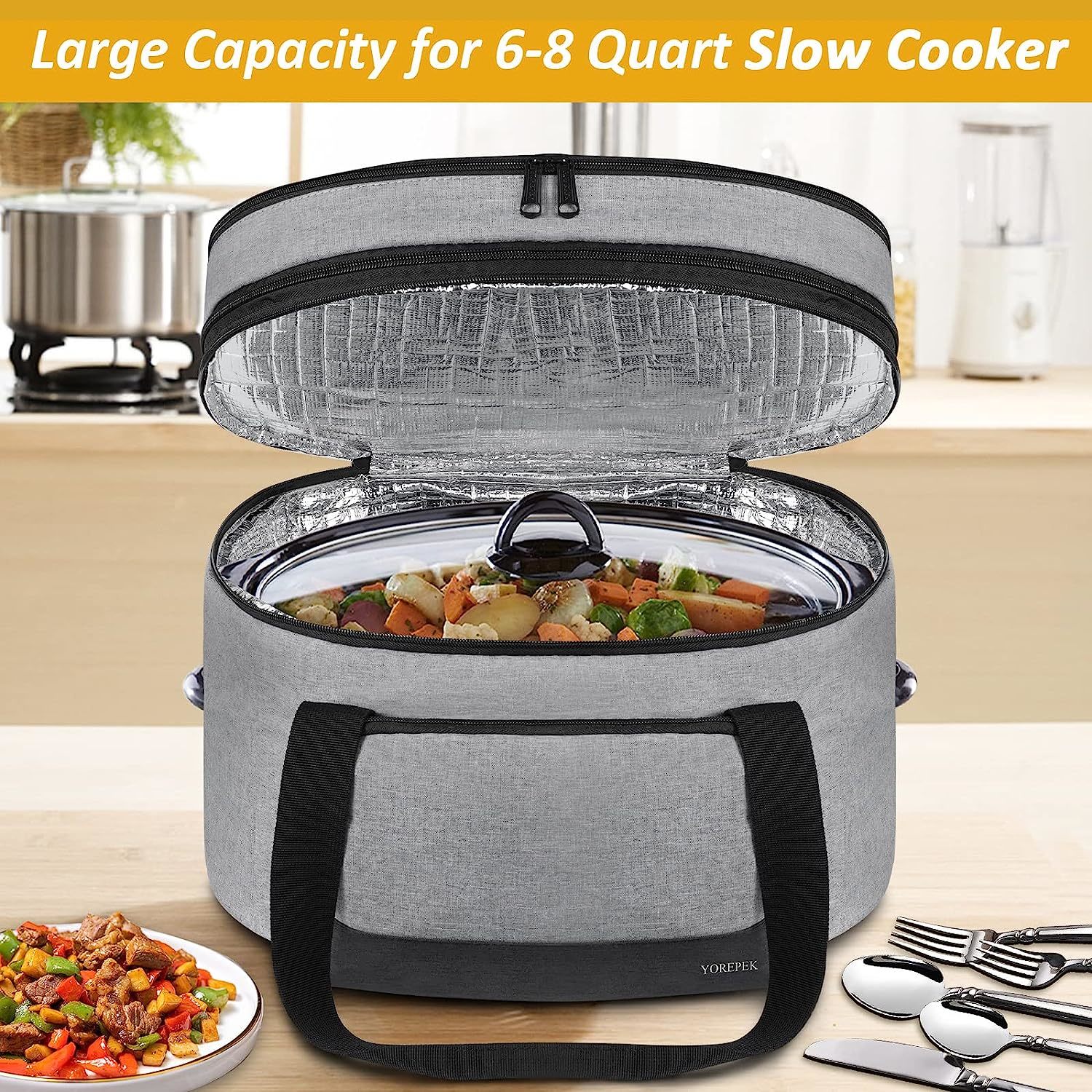 Silicone Slow Cooker Liners Fit Crock-Pot 7-8 Quart Oval Slow