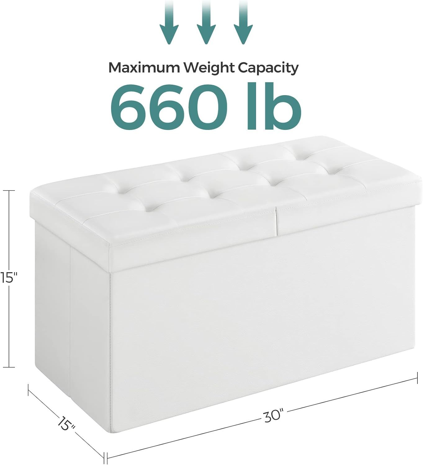 The Songmics 30" Folding Storage Ottoman Bench With Flipping Lid