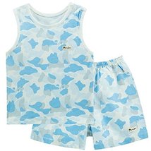Blue Infant Vest&Shorts 2 Pieces Baby Toddler Underwear Set Printing 6-9M