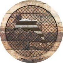 Corrugated Dolphin on Wood Novelty Metal Mini Circle Magnet CM-1050 - $12.95