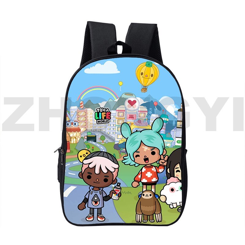 Mochila 3D Cartoon Toca Boca Bag Anime Zipper Toca Life World Game