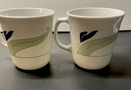 Black Orchid Corelle Corning White Glass Coffee Mug Tea Cup USA Made Set... - $7.92