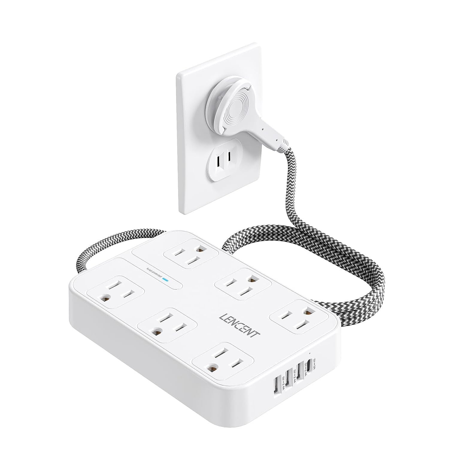 2 Prong Power Strip, 3 To 2 Prong Outlet Adapter, Two Prong Surge