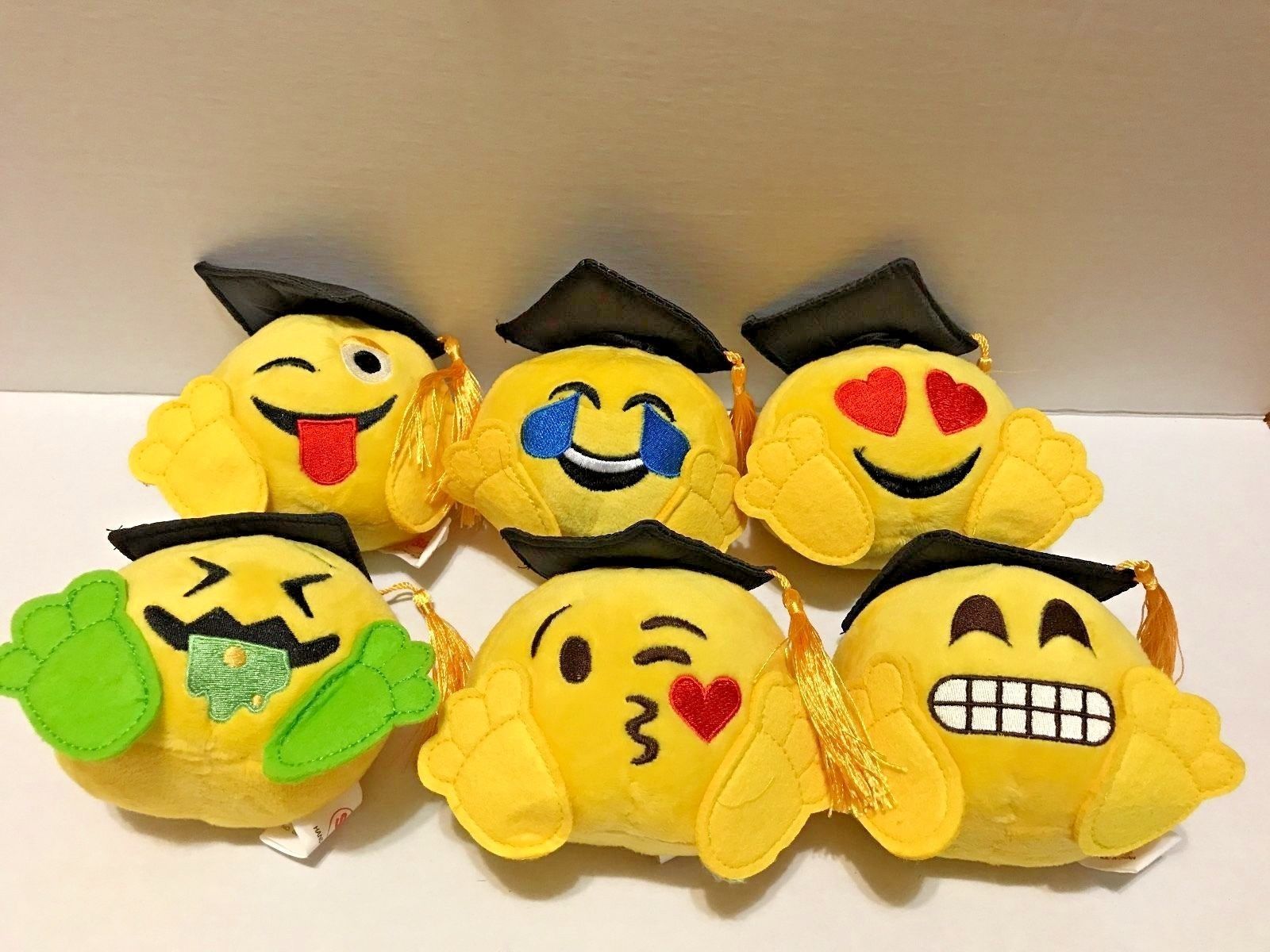 Graduation Emoji 6" Plush SET of 6 pieces New - $25.59