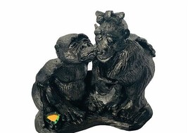 Michael Ricker Pewter figurine sculpture Monkey anthropomorphic kiss hea... - $49.45