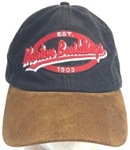 Morton Buildings Black Canvas Brown Embroidered Strapback Hat Cap  - $9.89