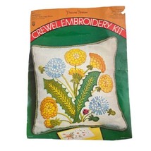 Pauline Denham Crewel Embroidery Dandelions 14x14 in. Knife Edge Pillow ... - $38.60