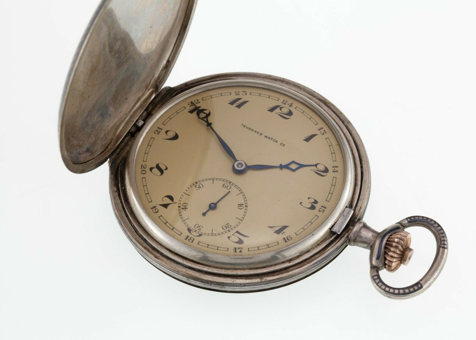 Tavannes Double Hunter 800 Silver Pocket Watch 15j Swiss