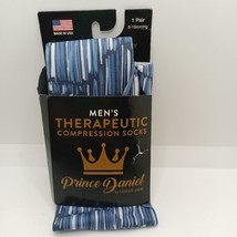 Prince Daniel Men&#39;s Therapeutic Compression Sock, BLUE Stripes, 8-15 mmH... - $12.34