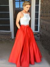 Red Full Pleated Maxi Taffeta Skirt Lady Taffeta Maxi Party Prom Skirt Plus Size image 3