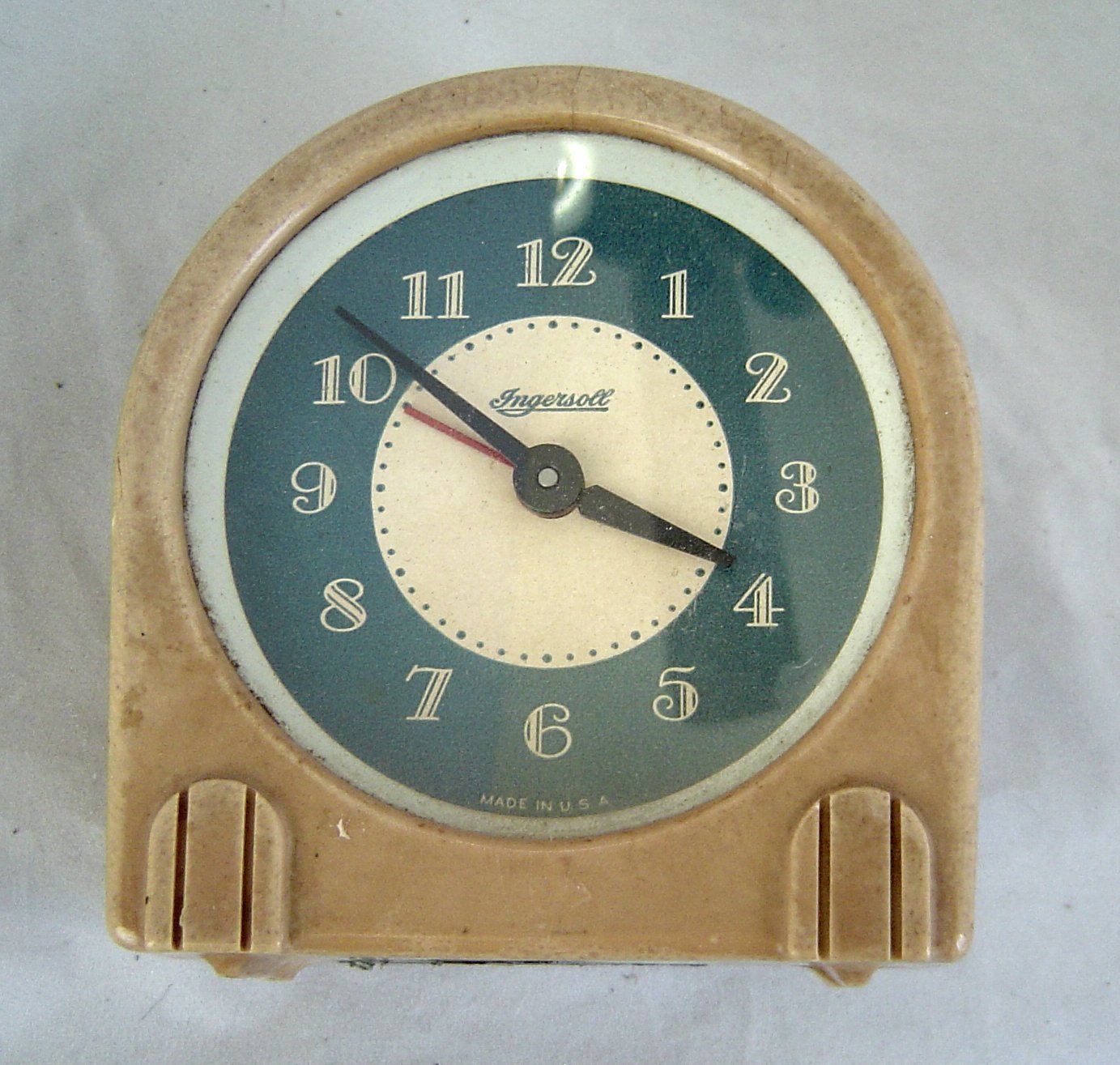 Primary image for Ingersoll 1940's Beige Radiolite Bakelite Alarm Clock Art Deco Style