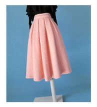 Women Winter Warm Wool Skirt Blush Midi Pleated Winter Party Skirt Plus Size