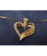 WOMENS VINTAGE ESTATE 14K GOLD NECKLACE W/ DIAMOND HEART PENDANT 5.3g  E... - $445.50