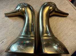 Vintage Brass Duck Head Figurine Single Brass Duck Bookend 