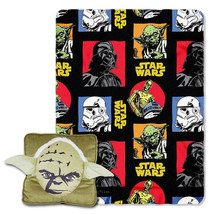 NWT Disney Star Wars Jedi Master YODA Square 3D Pillow & Fleece Throw Combo Set - $34.64