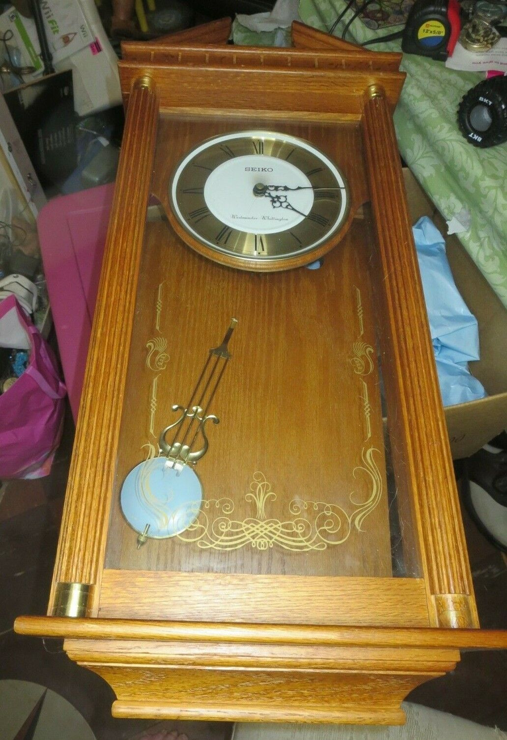 Seiko Quartz Wall Pendulum Clock Westminster Whittington w/Chime 26" tall QXH107 - $93.49