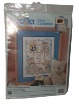 Bucilla Baby Collection Counted Cross Stitch Heavenly Bunnies Birth Record 41047 - $7.86