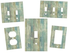 BLUE BEACH WOOD Home Decor Light Switch Plates and Outlets Home Decor - $7.20+