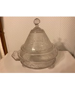 Antique EAPG Clear Glass Victorian Cheese Dish Woman&#39;s Head c.1880&#39;s Footed - $34.60