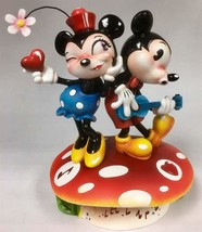 Miss Mindy Mickey Mouse and Minnie Figurine Dance on a Mushroom  5.88" high