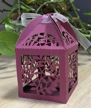 100pcs pearl burgundy red leaf Laser Cut favor Boxes with Ribbons,mini gift box - $34.00