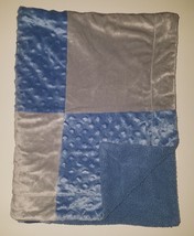 RN 119741 Blue Gray Patchwork Fleece Baby Blanket Lovey Minky Dot - $33.62